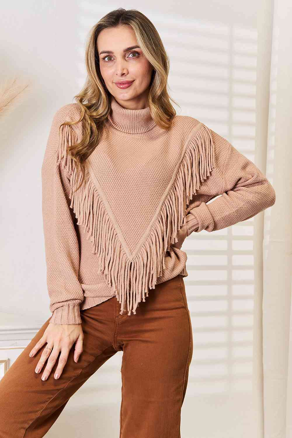Fringed Longline Jumper with Wool