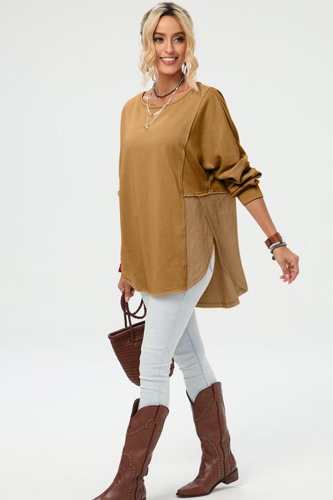 Curved Hem Dolman Sleeve Top