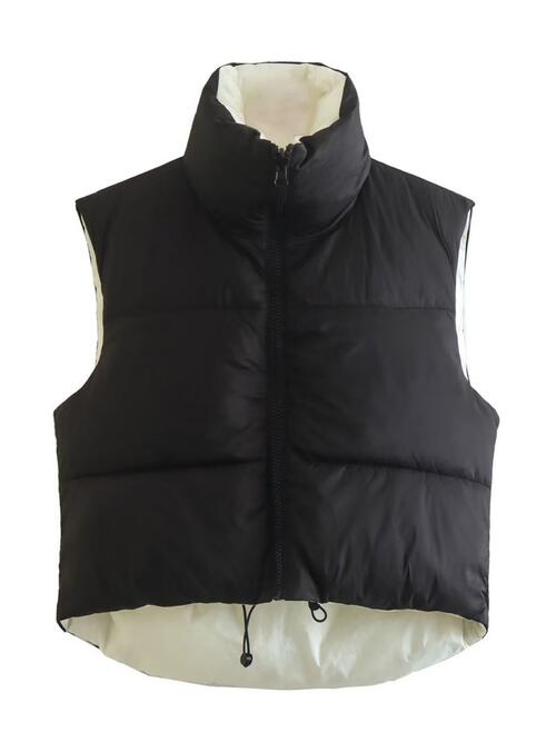 Zip Up Drawstring Reversible Vest