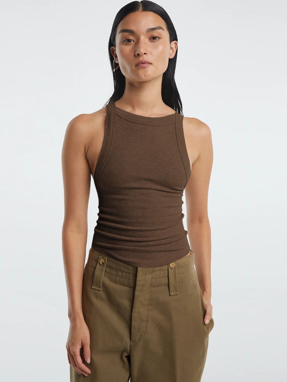 Halter Neck Ribbed Cropped Top