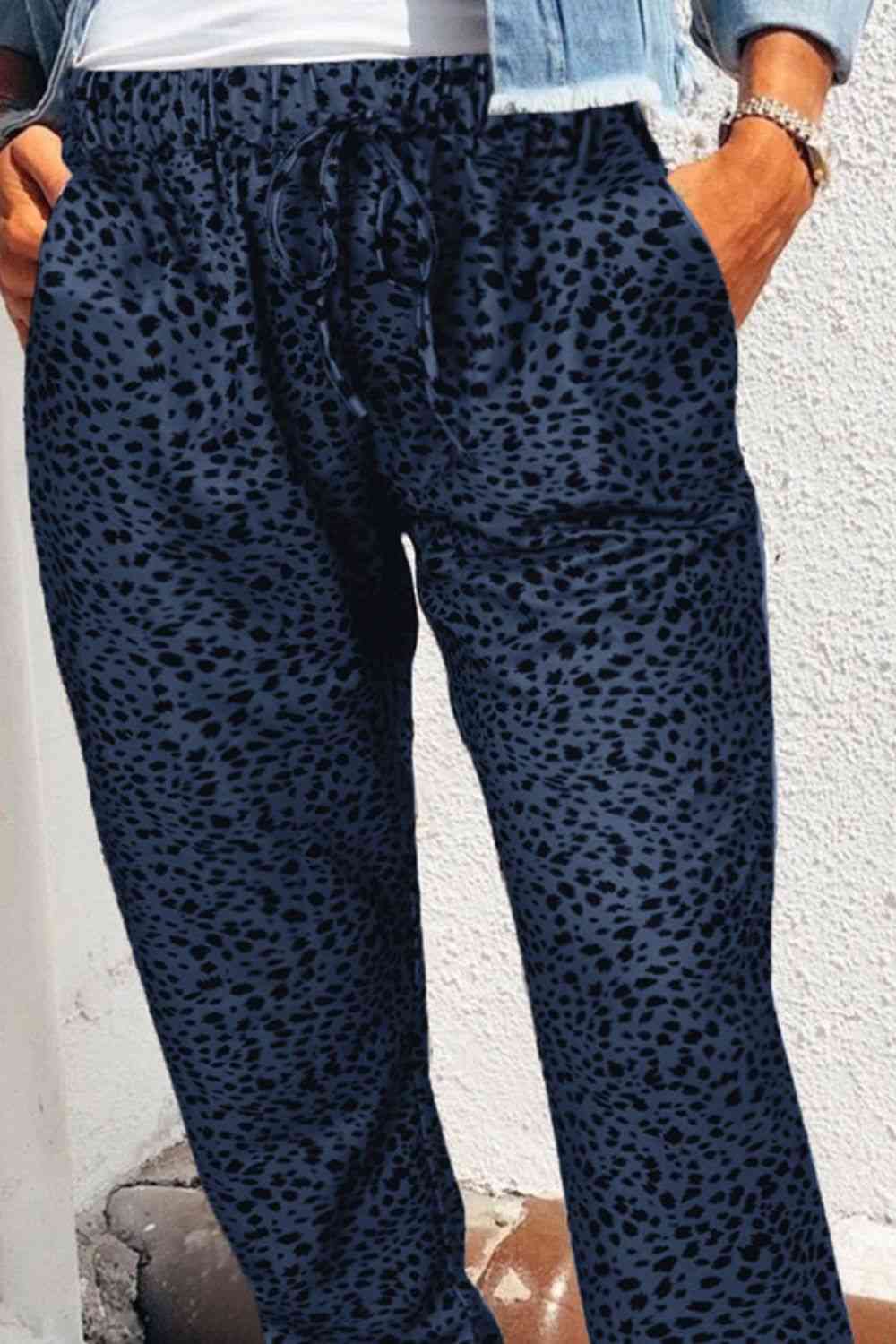 Leopard Pocketed Long Pants