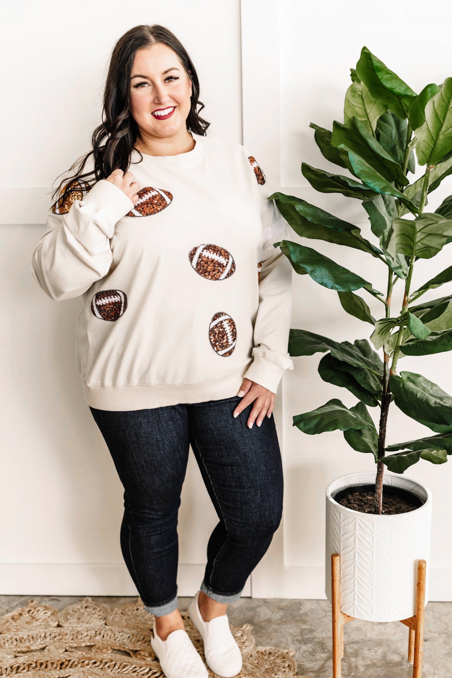 11.10 Pullover Sweatshirt In Football Sequins