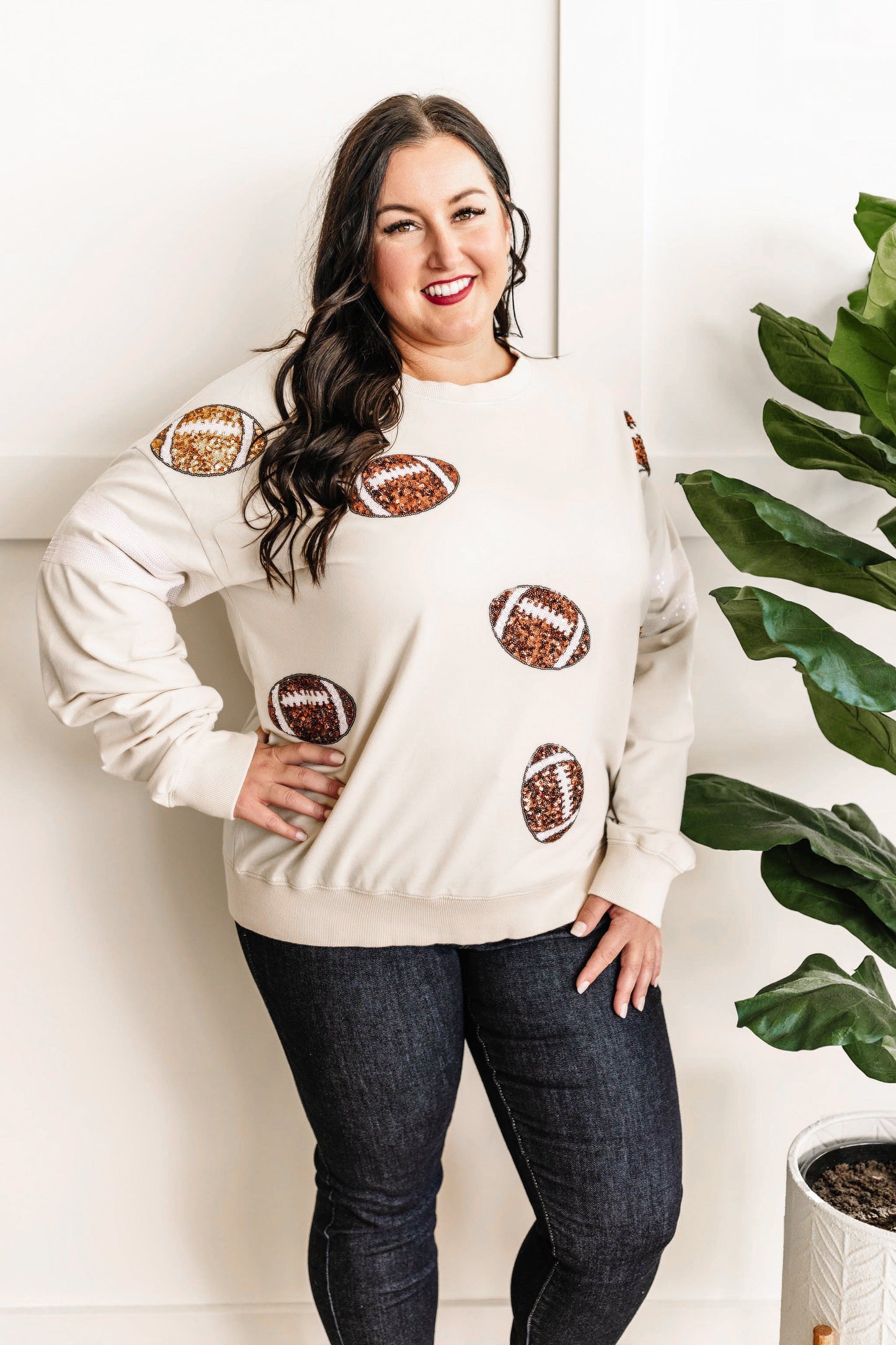 11.10 Pullover Sweatshirt In Football Sequins