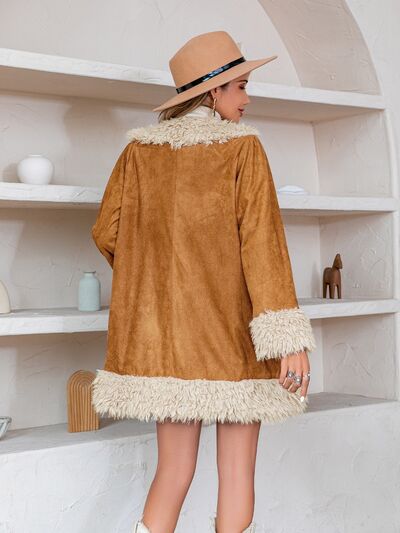 Fuzzy Open Front Long Sleeve Outerwear