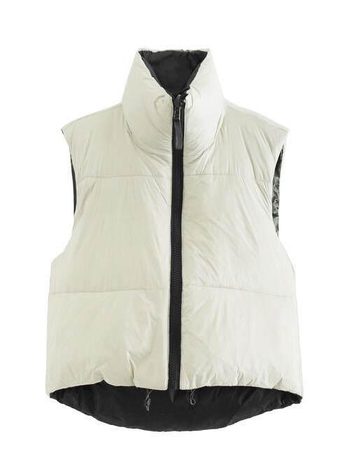 Zip Up Drawstring Reversible Vest