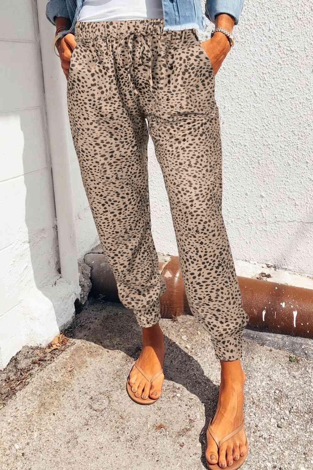 Leopard Pocketed Long Pants