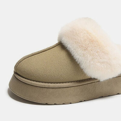 Center-Seam Furry Chunky Platform Slippers